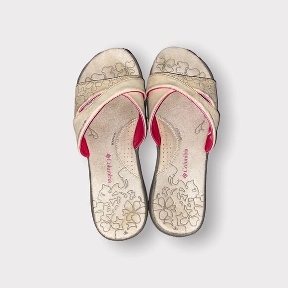 Columbia Tan Leather Slip On Sandals Size 7 - Picture 1 of 6